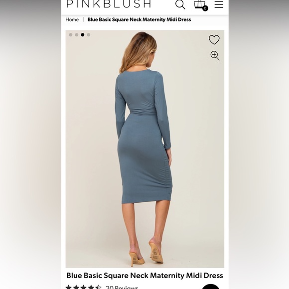 PinkBlush square neck maternity midi dress - slate blue - Picture 3 of 3